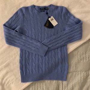 Polo Ralph Lauren Blue CableKnit Cashmere Sweater